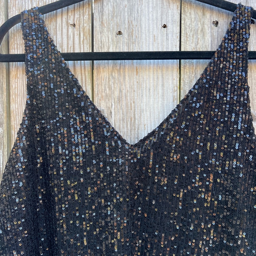 LOFT ANN TAYLOR Sequin Sleeveless V-Neck Top Women’s Large NWT NEW - Picture 8 of 8
